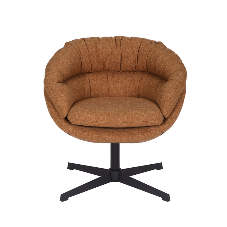 Fauteuil pivotant Porto tissu lin orange cuivre