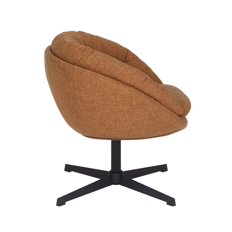 Fauteuil pivotant Porto tissu lin orange cuivre