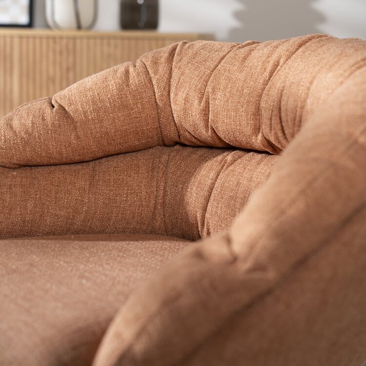 Fauteuil pivotant Porto tissu lin orange cuivre