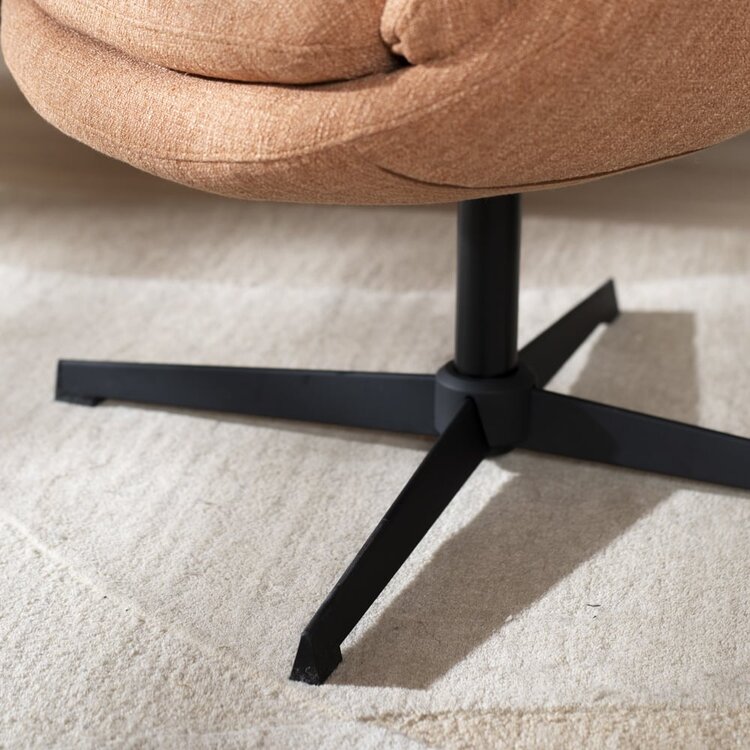 Fauteuil pivotant Porto tissu lin orange cuivre