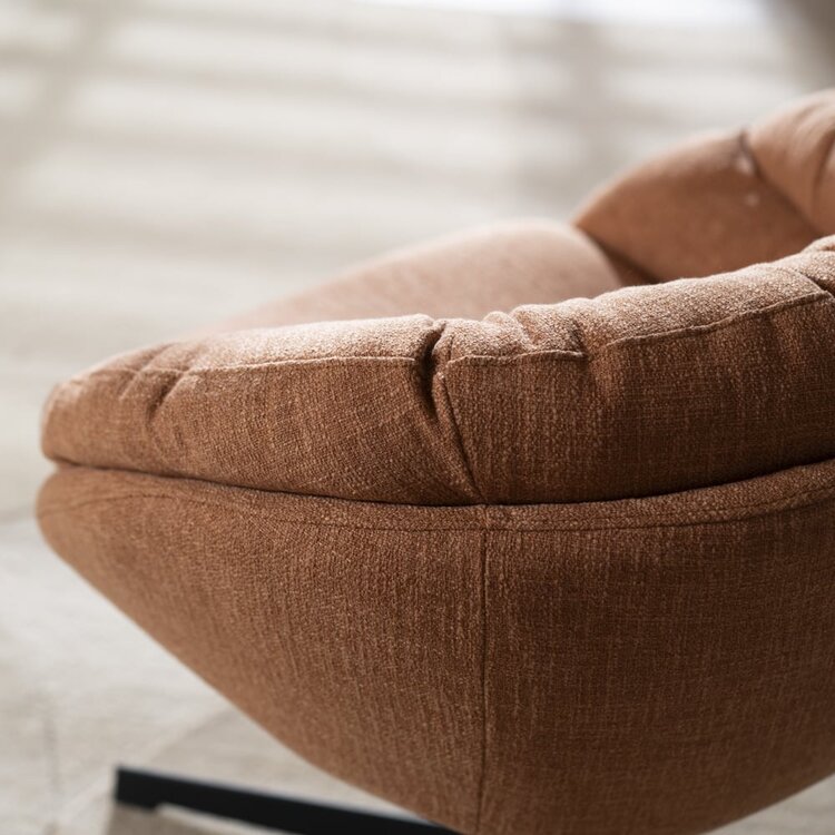 Fauteuil pivotant Porto tissu lin orange cuivre