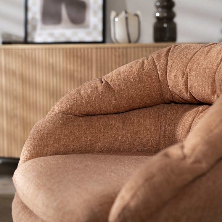 Fauteuil pivotant Porto tissu lin orange cuivre