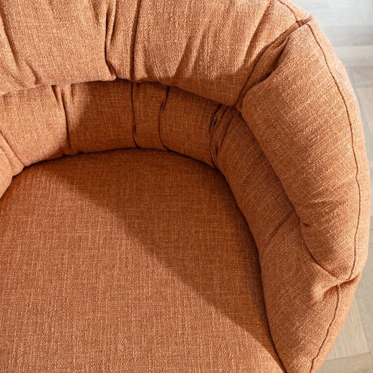 Fauteuil pivotant Porto tissu lin orange cuivre