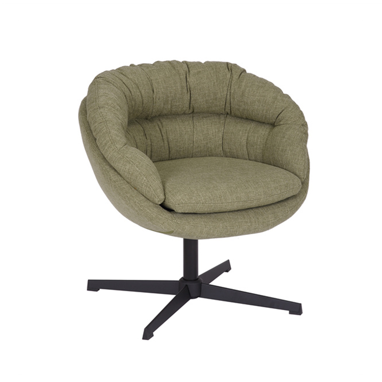 Fauteuil pivotant Porto tissu lin vert olive