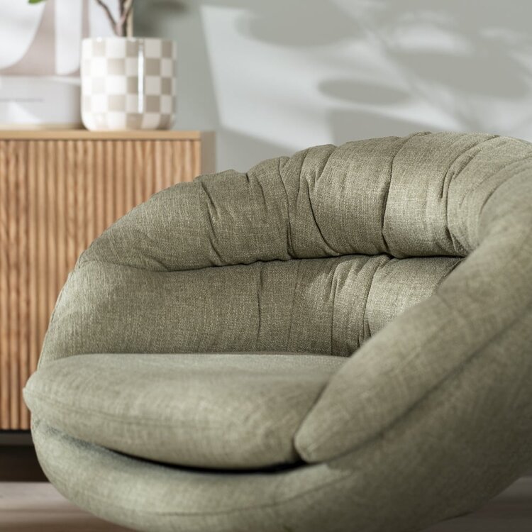 Fauteuil pivotant Porto tissu lin vert olive