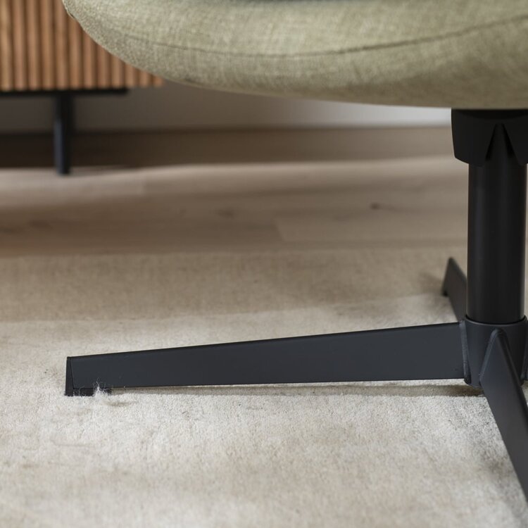 Fauteuil pivotant Porto tissu lin vert olive