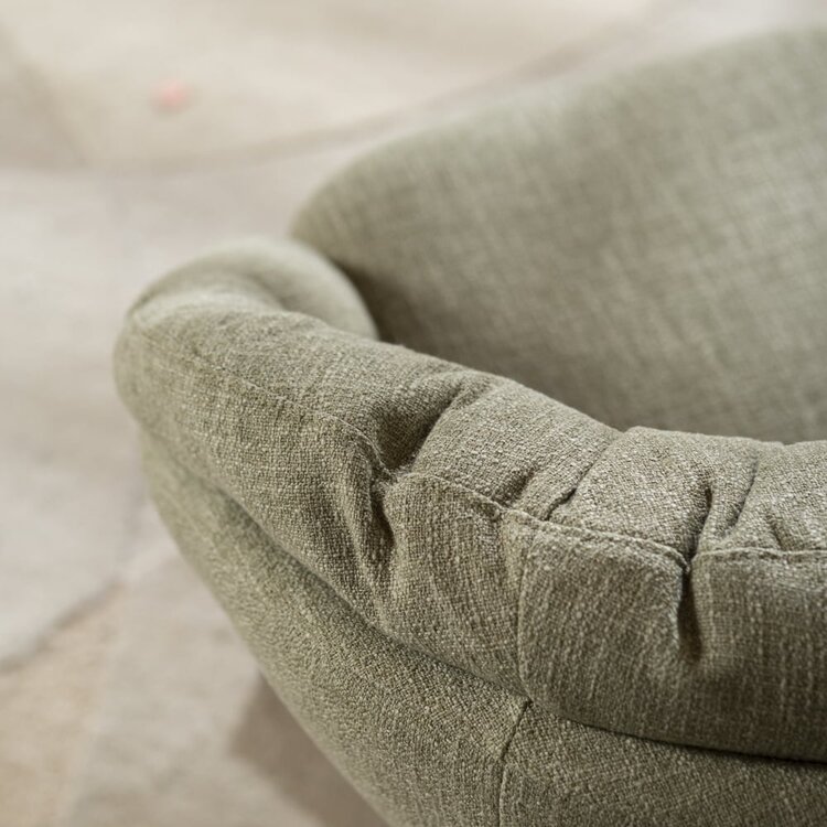 Fauteuil pivotant Porto tissu lin vert olive