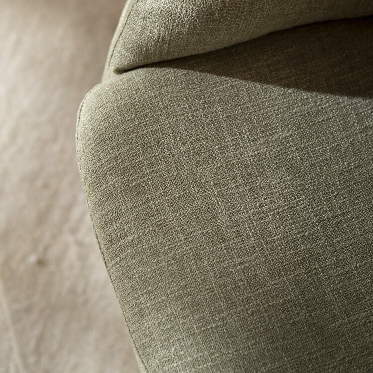 Fauteuil pivotant Porto tissu lin vert olive