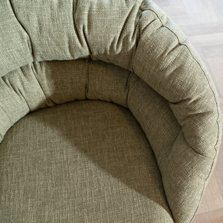 Fauteuil pivotant Porto tissu lin vert olive