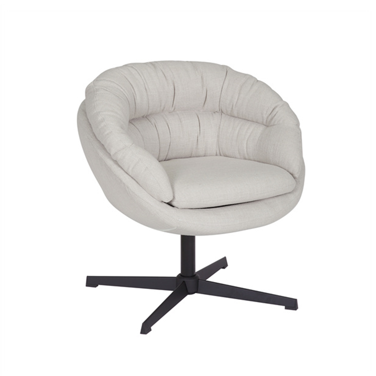 Fauteuil pivotant Porto tissu lin blanc cassé