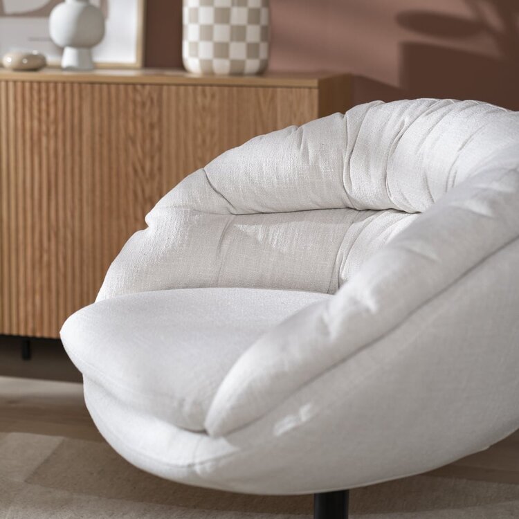 Fauteuil pivotant Porto tissu lin blanc cassé
