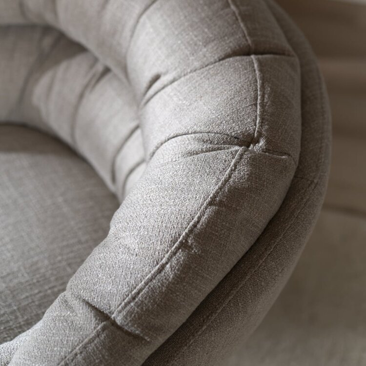 Fauteuil pivotant Porto tissu lin taupe