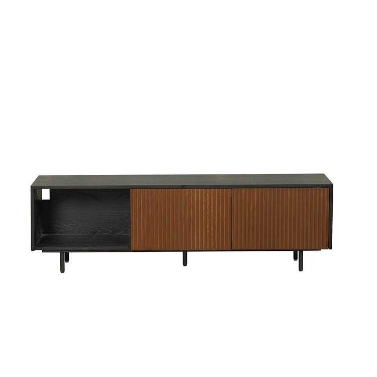 Meuble tv Ray noir / chêne rustique 150 cm