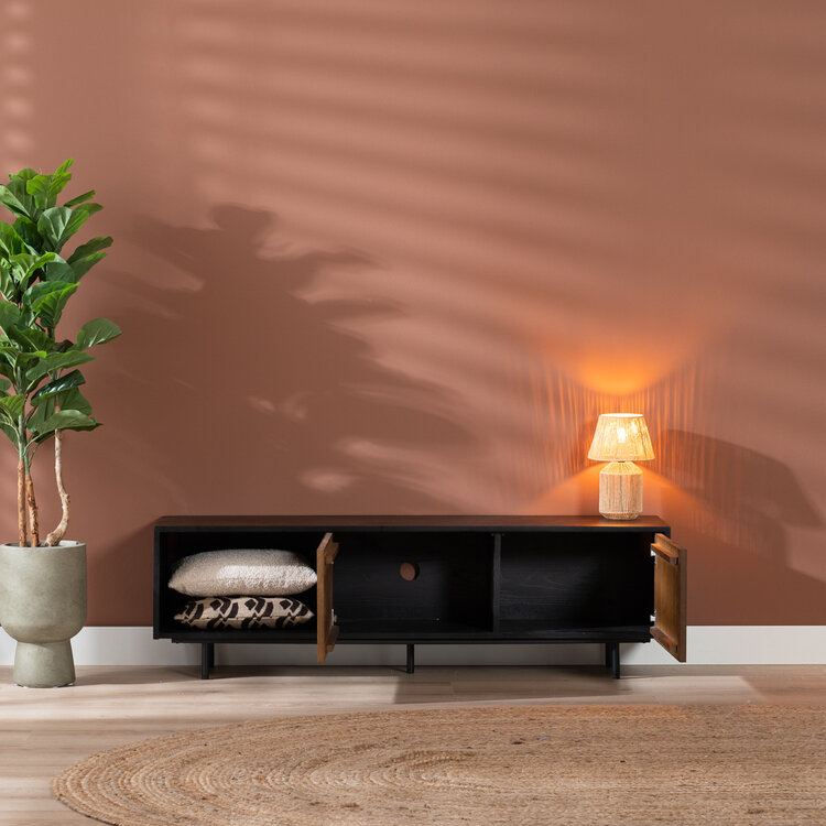 Meuble tv Ray noir / chêne rustique 150 cm