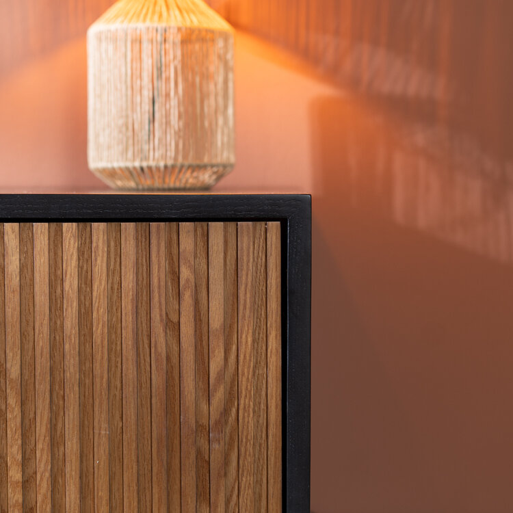 Meuble tv Ray noir / chêne rustique 150 cm