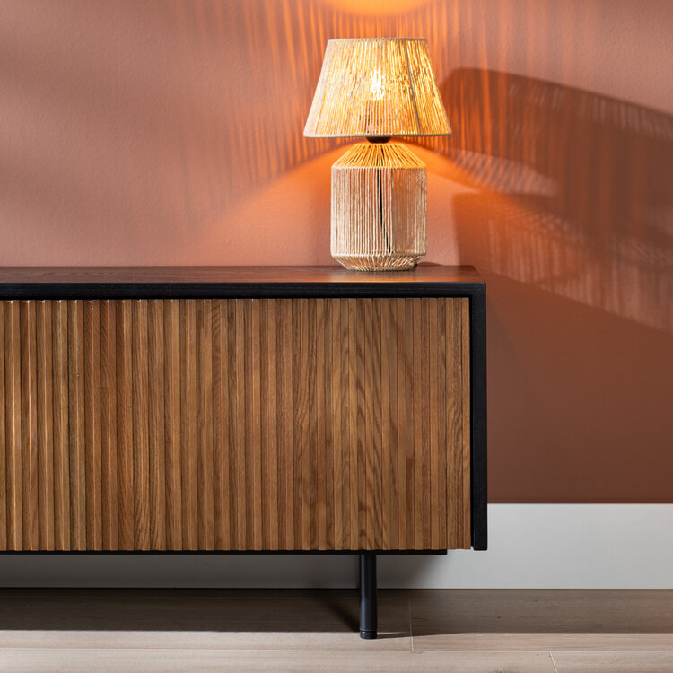 Meuble tv Ray noir / chêne rustique 180 cm