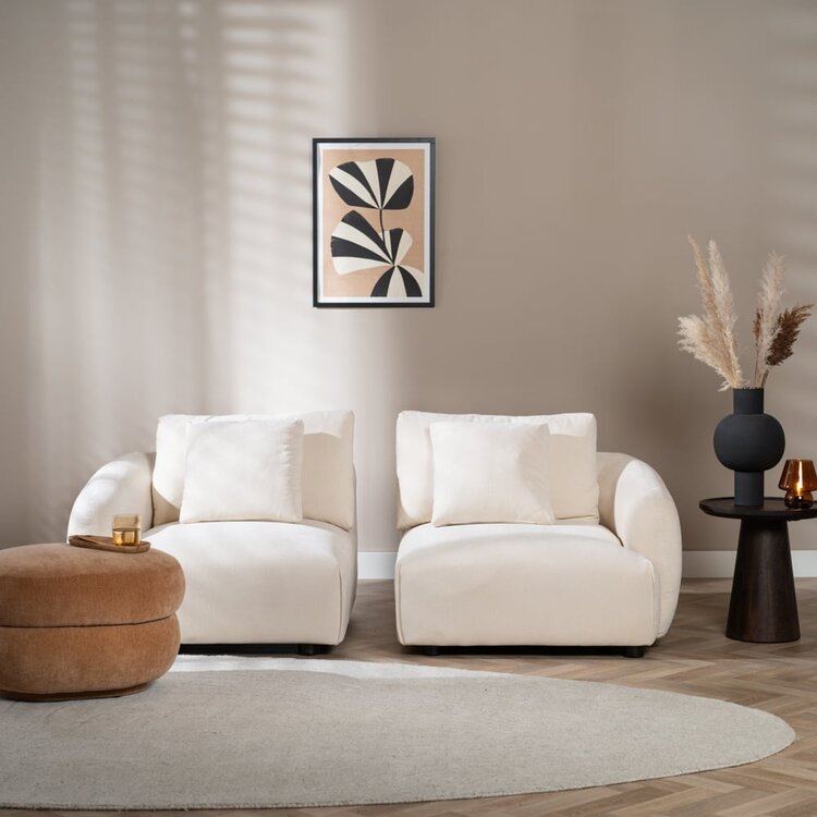 Canapé 3 places scandinave Isa chenille blanc cassé