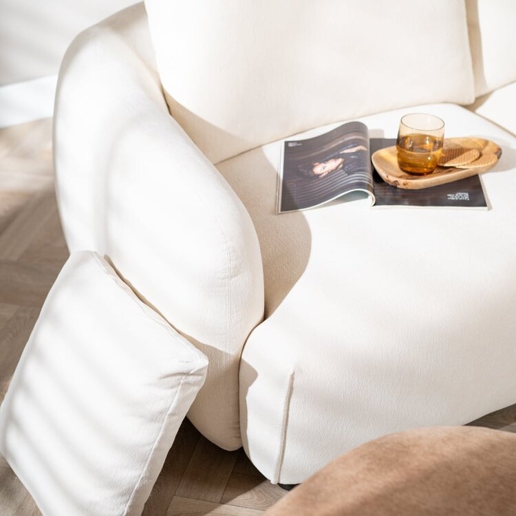 Canapé 3 places scandinave Isa chenille blanc cassé