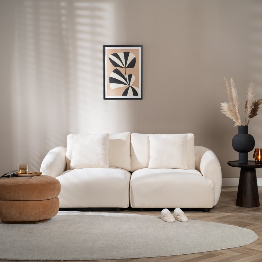 Canapé 3 places scandinave Isa chenille blanc cassé