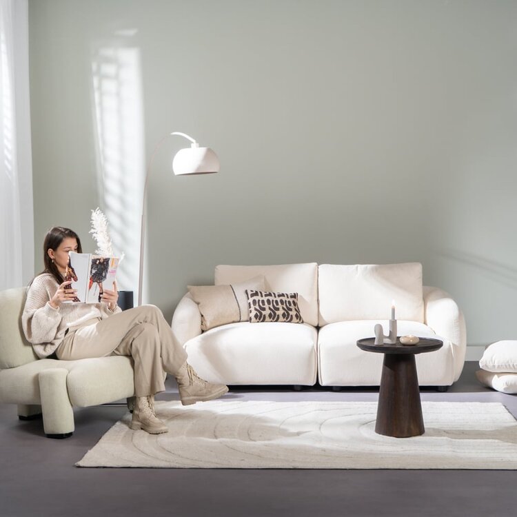 Canapé 3 places scandinave Isa chenille blanc cassé