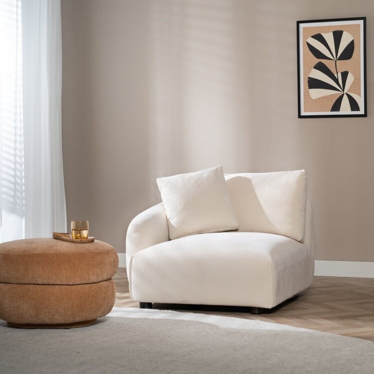 Canapé 3 places scandinave Isa chenille blanc cassé