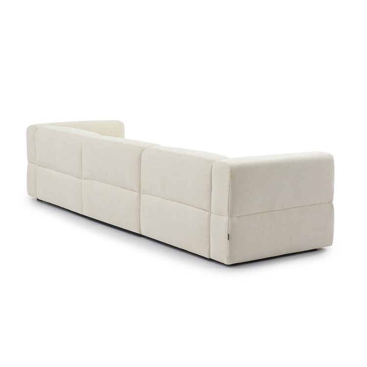 Canapé d'angle droit scandinave Karla chenille blanc cassé