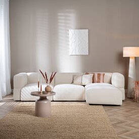 Canapé d'angle droit scandinave Karla chenille blanc cassé