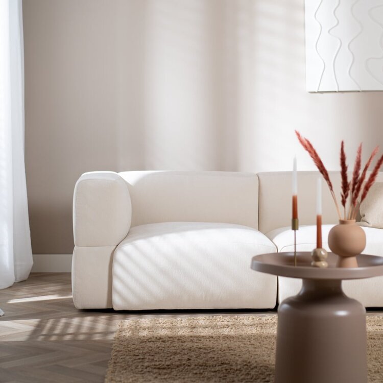 Canapé d'angle droit scandinave Karla chenille blanc cassé