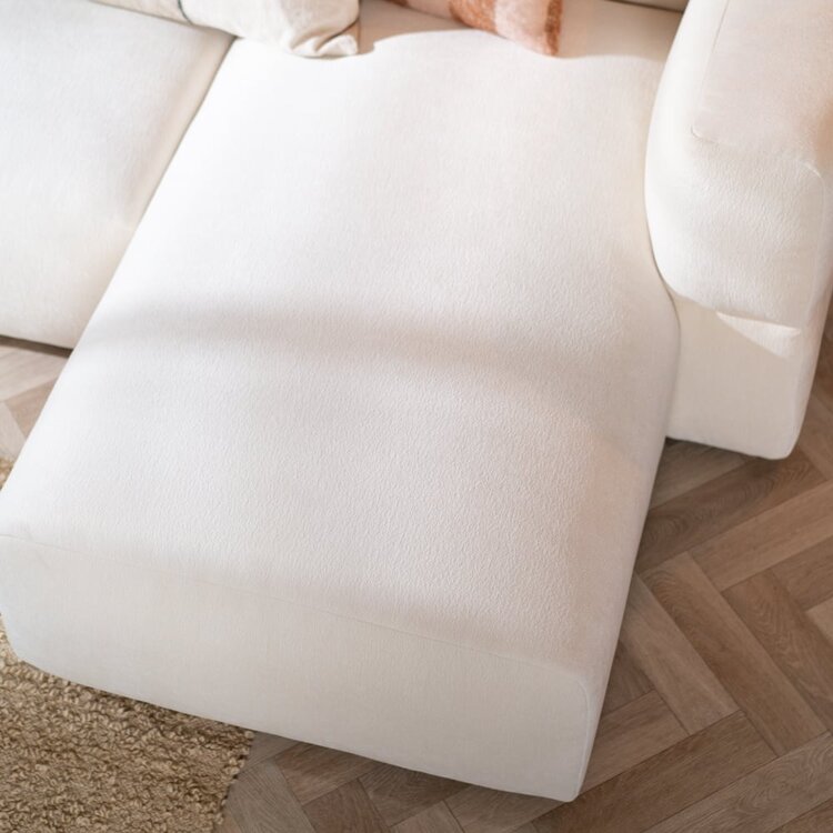 Canapé d'angle droit scandinave Karla chenille blanc cassé