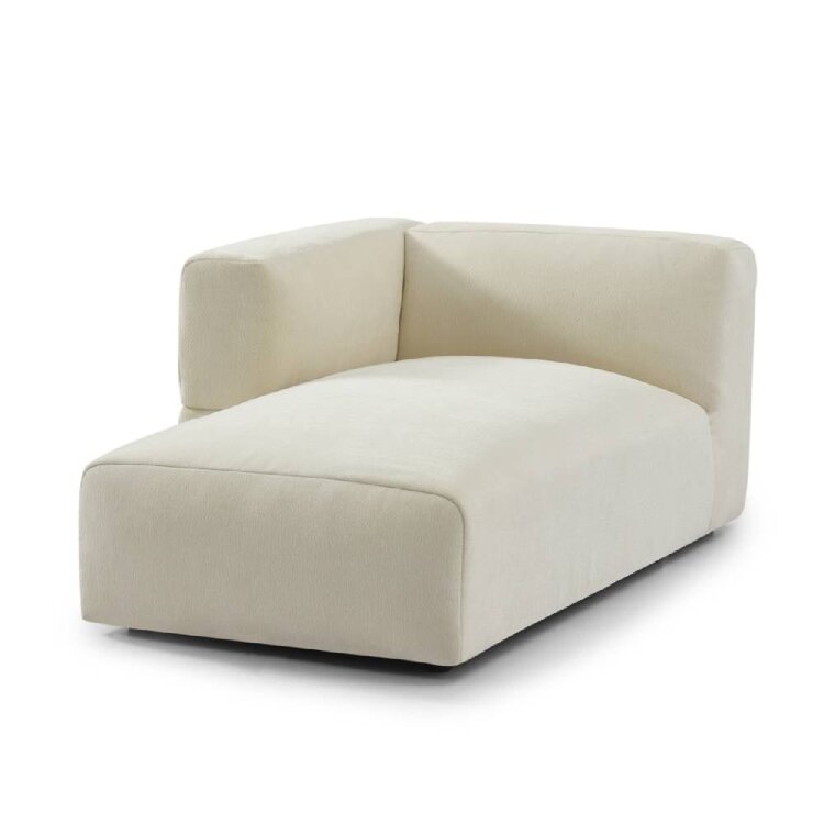 Canapé d'angle gauche scandinave Karla chenille blanc cassé