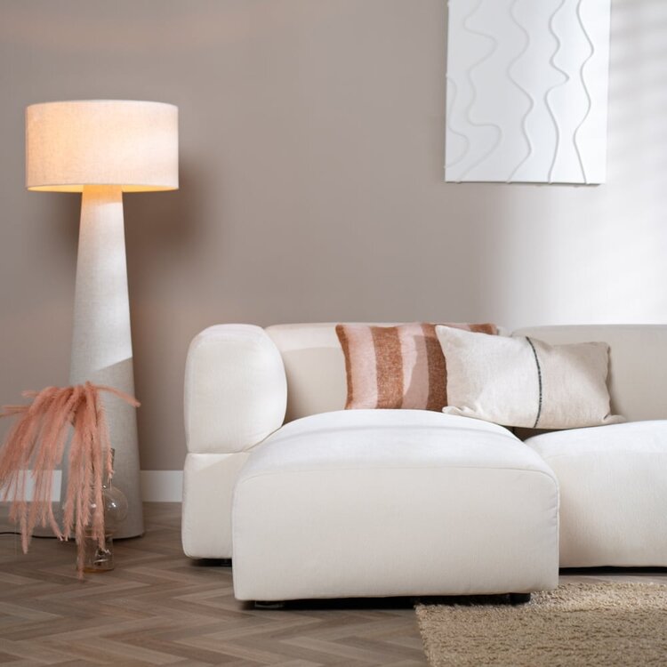 Canapé d'angle gauche scandinave Karla chenille blanc cassé