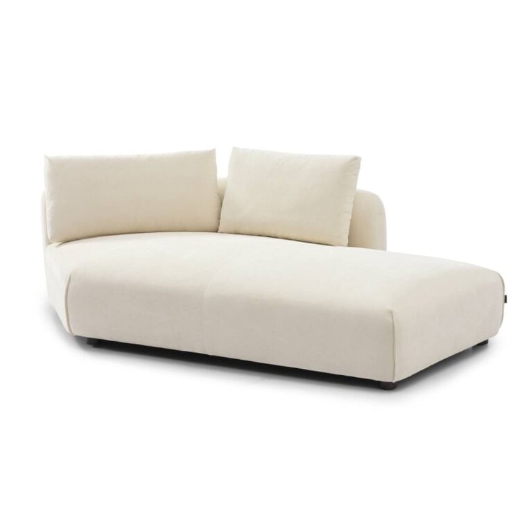 Canapé d'angle droit scandinave Isa chenille blanc cassé