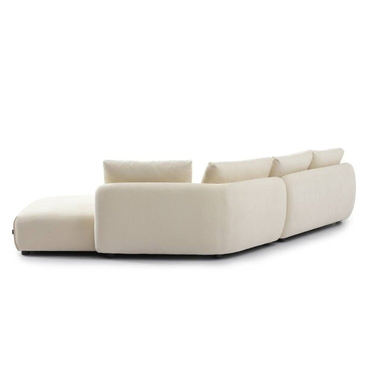 Canapé d'angle droit scandinave Isa chenille blanc cassé
