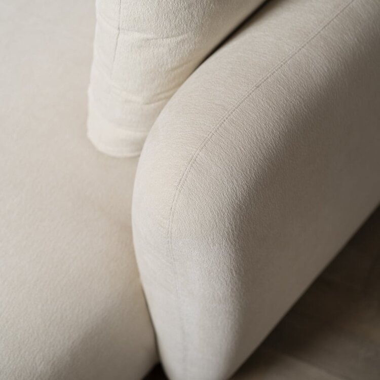 Canapé d'angle droit scandinave Isa chenille blanc cassé