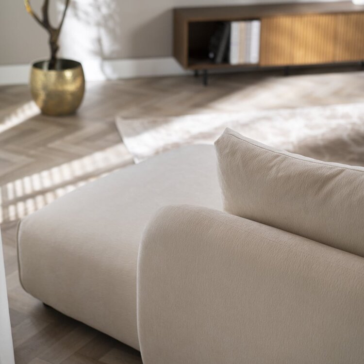 Canapé d'angle droit scandinave Isa chenille blanc cassé