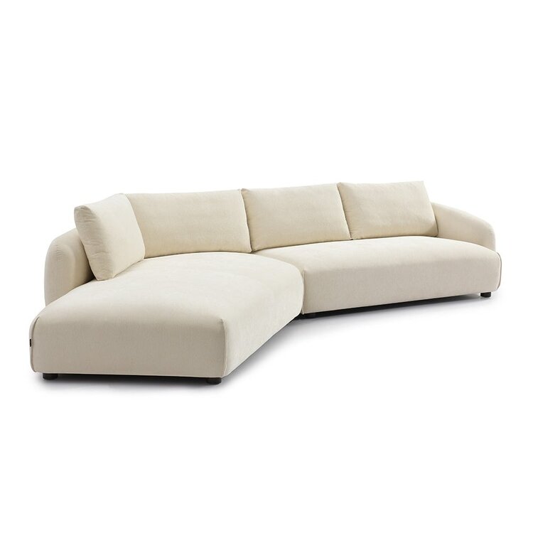 Canapé d'angle gauche scandinave Isa chenille blanc cassé