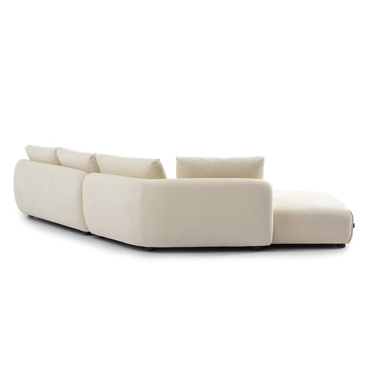 Canapé d'angle gauche scandinave Isa chenille blanc cassé