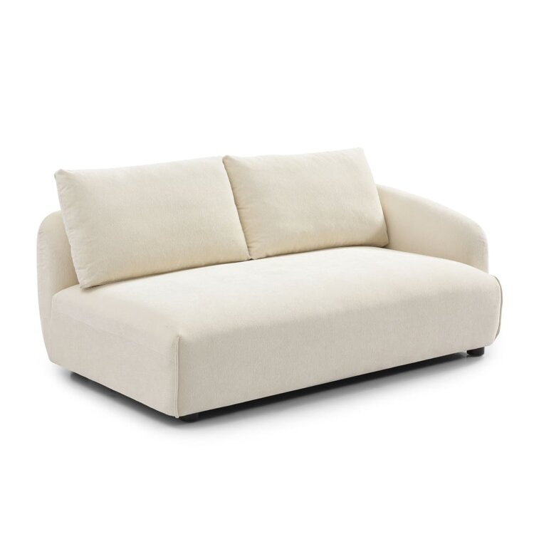 Canapé d'angle gauche scandinave Isa chenille blanc cassé