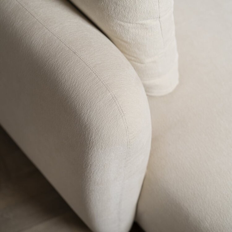 Canapé d'angle gauche scandinave Isa chenille blanc cassé