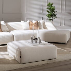 Hocker / pouf scandinave July chenille blanc cassé