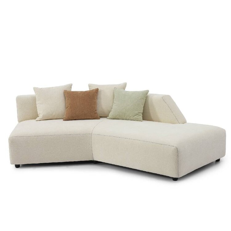 Canapé d'angle droit scandinave July chenille blanc cassé