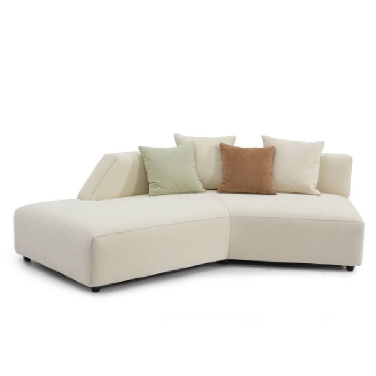 Canapé d'angle gauche scandinave July chenille blanc cassé