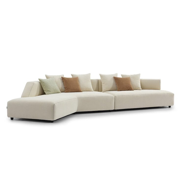 Canapé d'angle gauche scandinave July chenille blanc cassé