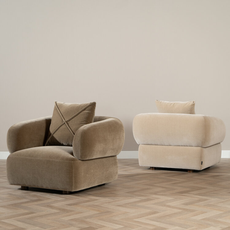 Fauteuil en velours Palermo marron