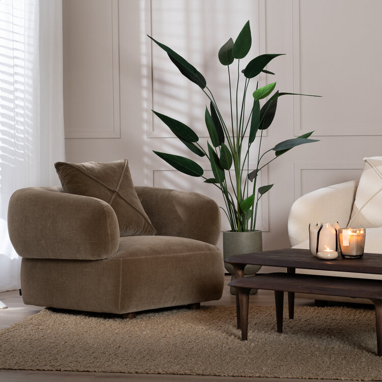 Fauteuil en velours Palermo marron