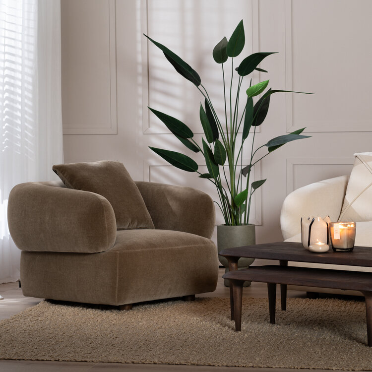 Fauteuil en velours Palermo marron