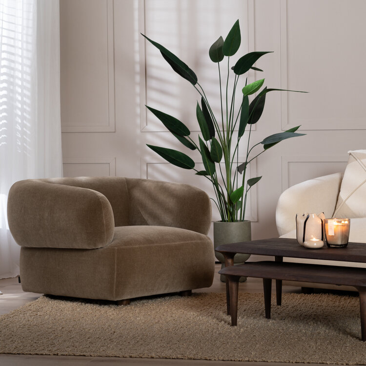 Fauteuil en velours Palermo marron