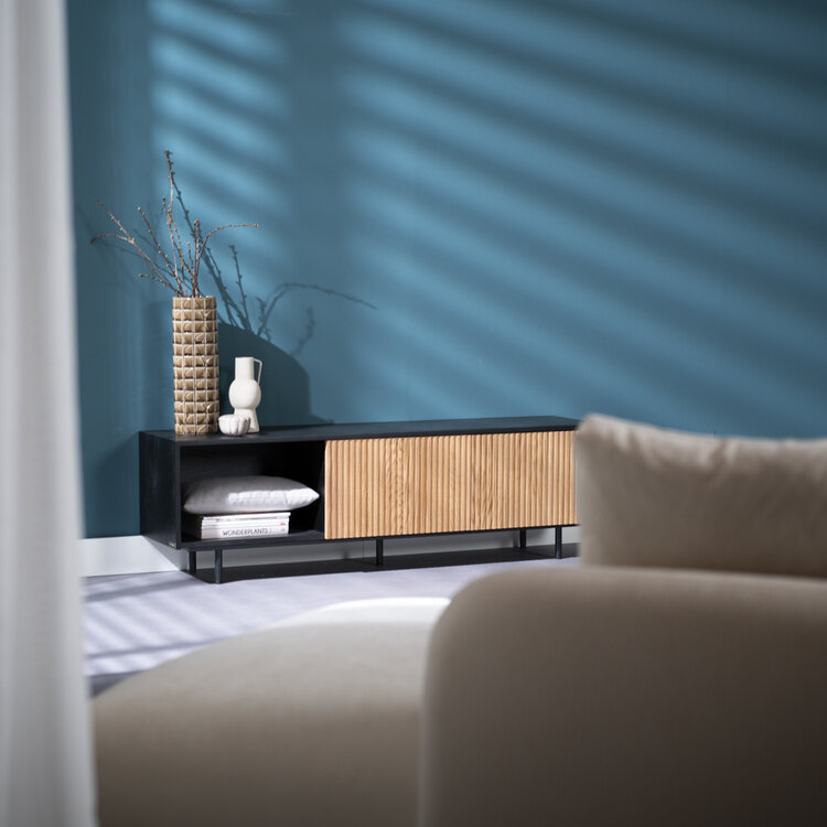 Meuble tv Ray noir / chêne blanc 150 cm