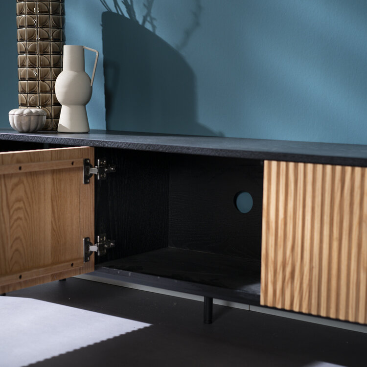 Meuble tv Ray noir / chêne blanc 150 cm