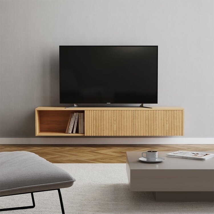 Meuble tv Ray chêne blanc 180 cm